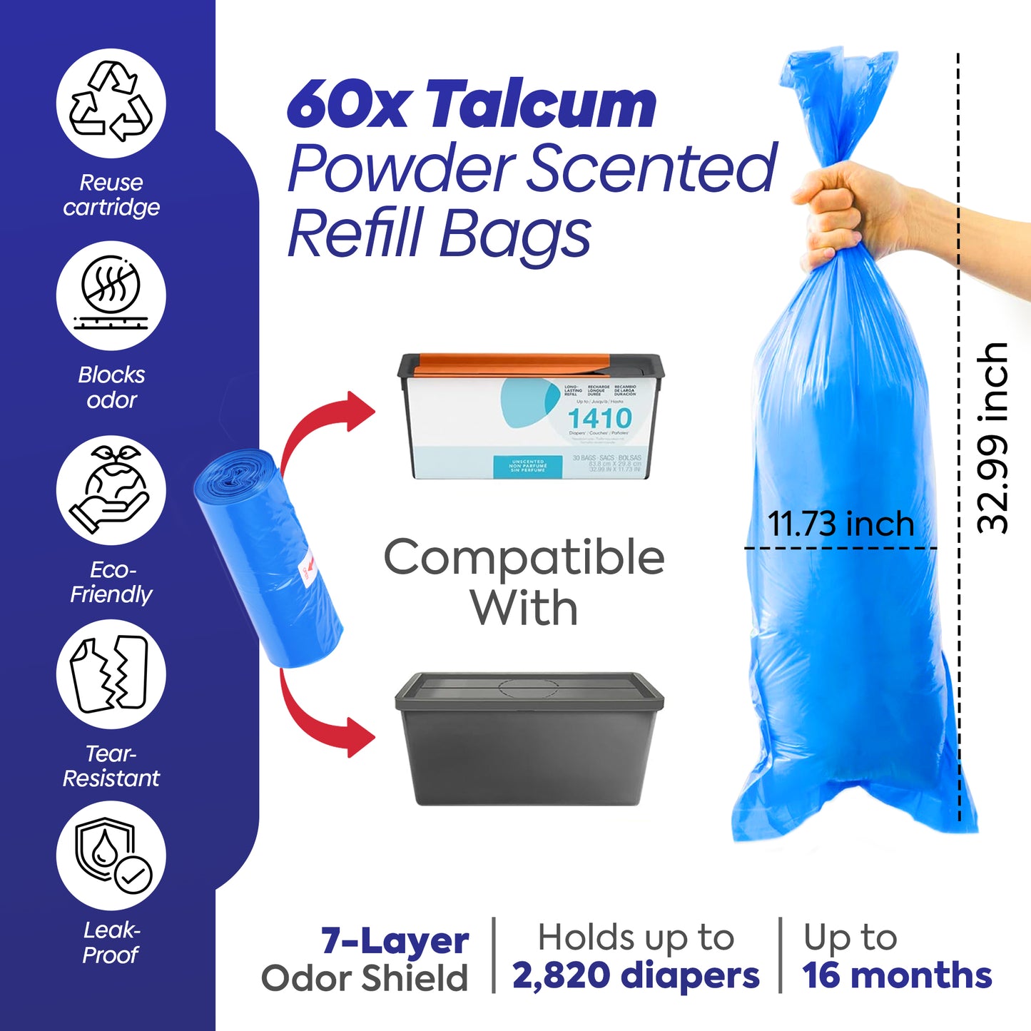 Easy Roll Refill Bags - 60 Bags (2x30)