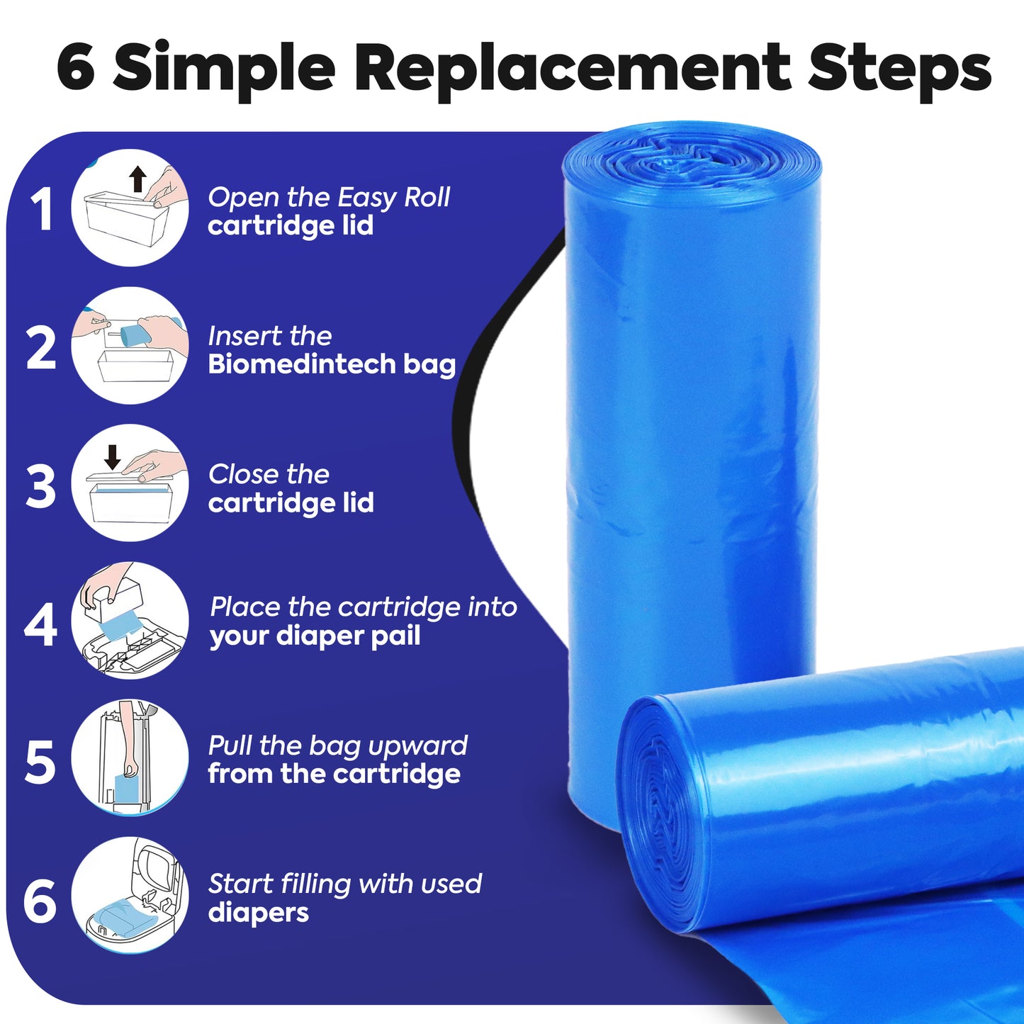 Easy Roll Refill Bags - 60 Bags (2x30)