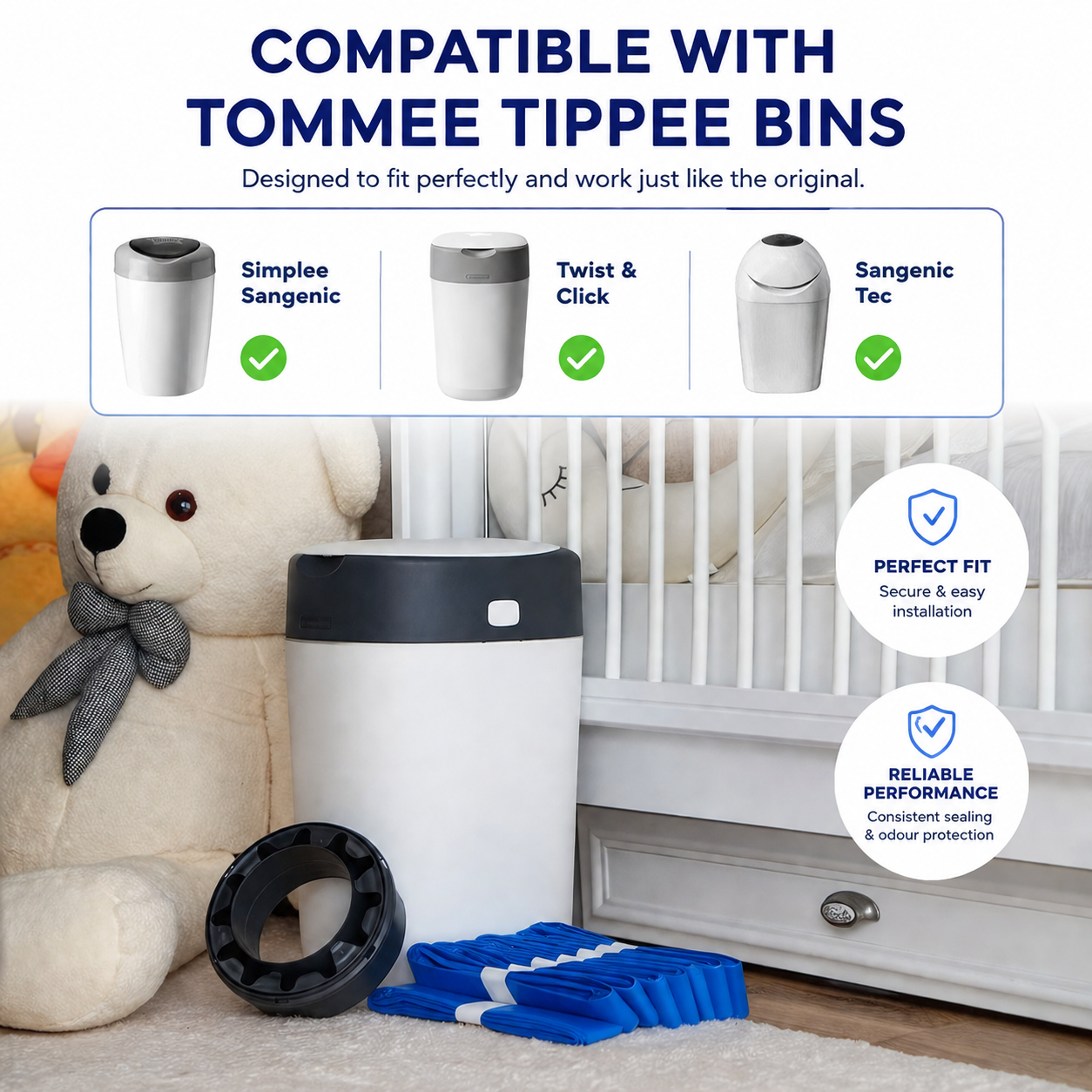 Sacchetti di ricarica Biomedintech - Tommee Tippee Nappy Bin Hack (8 confezioni in 1 scatola)