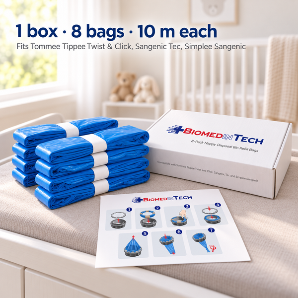 Bolsas de recambio Biomedintech - Tommee Tippee Pañal Bin Hack (8 paquetes en 1 caja)