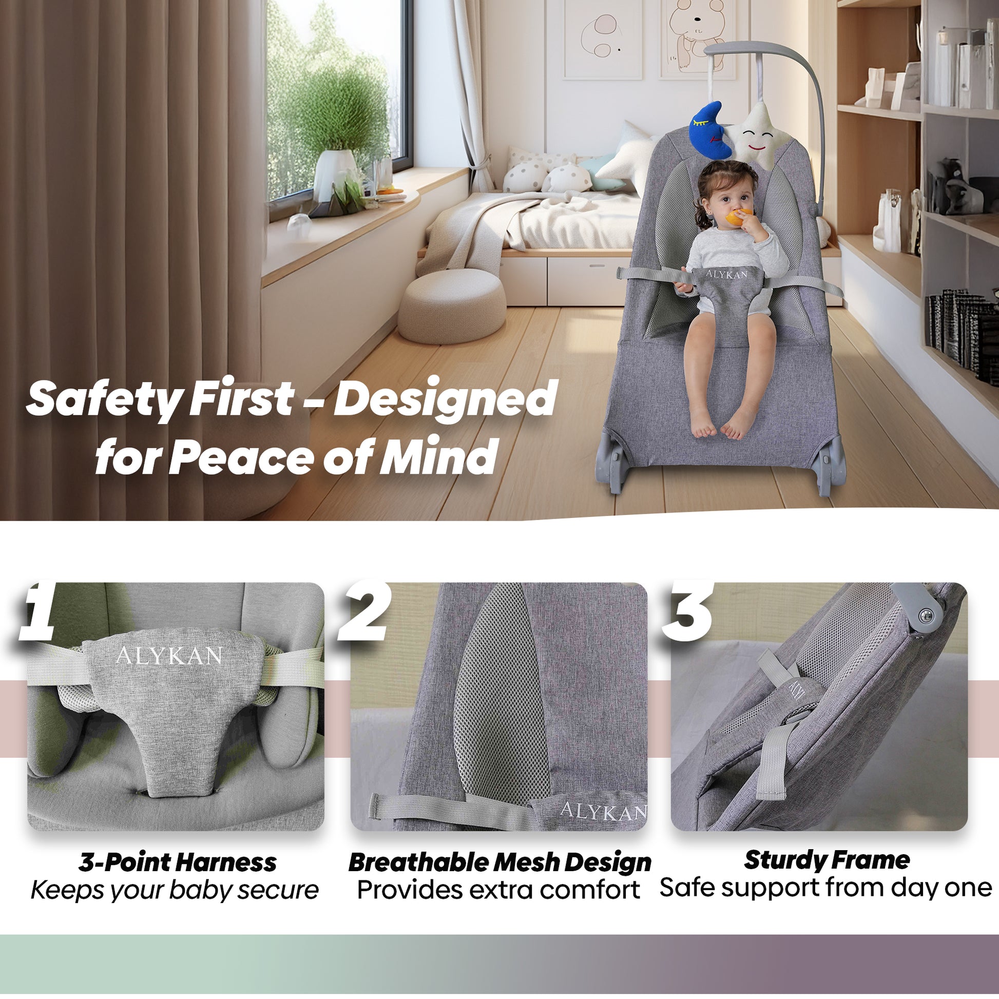 Bouncer Safety First Baby Swing ALYKAN Baby Bouncer Seat