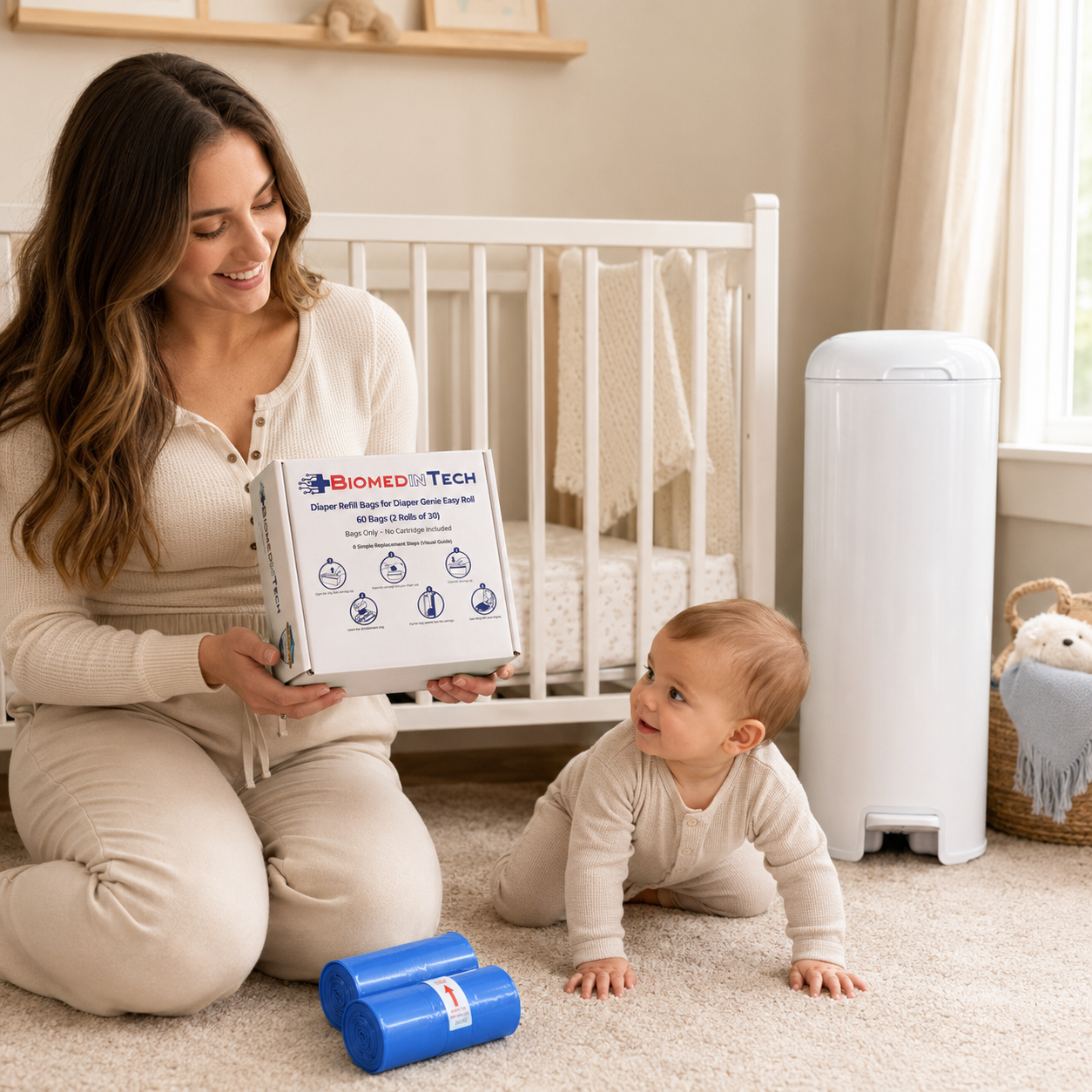 Sacchetti di ricambio Diaper Genie Easy Roll - 60 sacchetti (2x30) (Profumati alla polvere di talco)